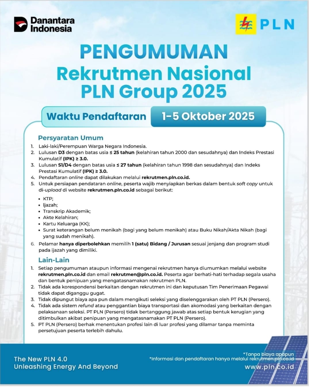 You are currently viewing PLN Buka Lowongan Kerja untuk Lulusan D3 hingga S2