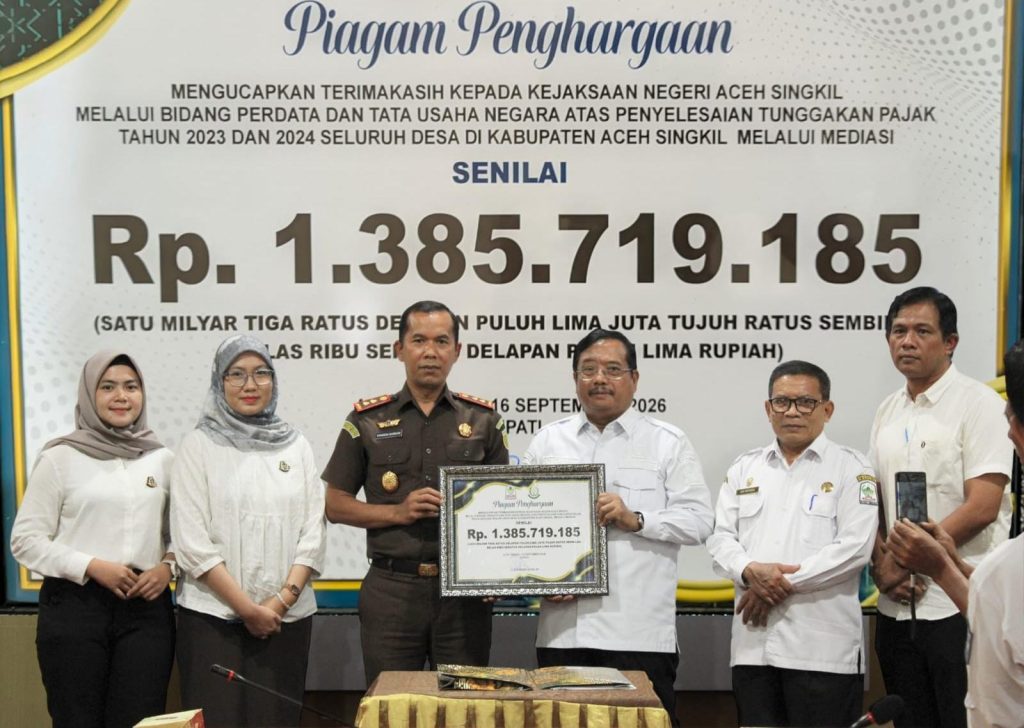 Kejari Aceh Singkil Pulihkan Tunggakan Pajak Desa Rp1,38 Miliar