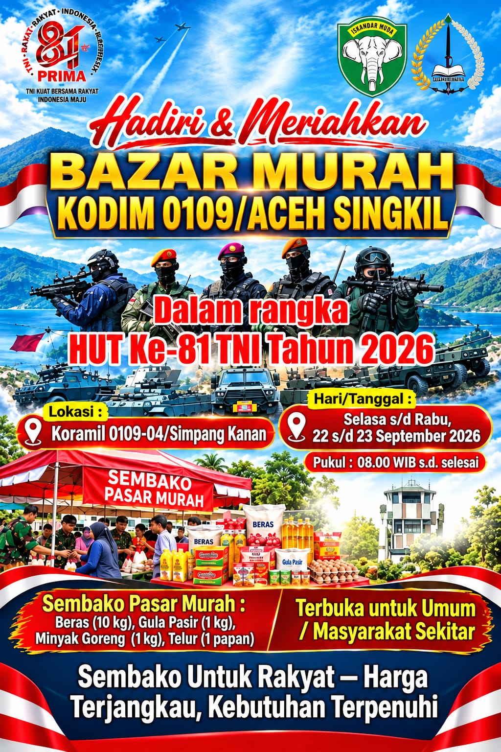 You are currently viewing Ingat, Hari Ini Ada Pasar Murah Sembako di Koramil Simpang Kanan
